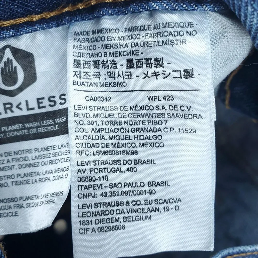 Levis 501 Jeans Mens 35x32 Blue Medium Wash Straight Button Fly Denim Waterless